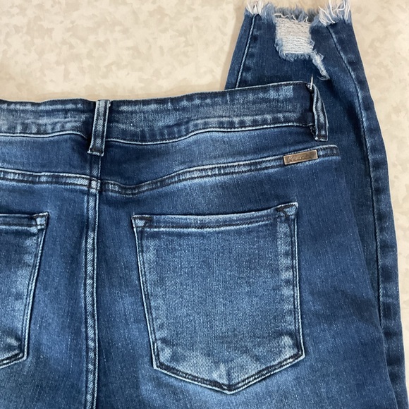 KanCan Distressed Ankle Jeans in Dark Blue straight leg size 14 - Picture 2 of 6